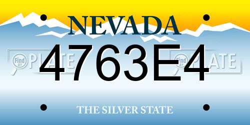 4763E4 Nevada License Plate