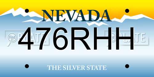 476RHH Nevada License Plate