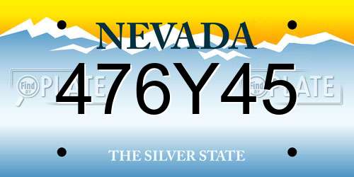 476Y45 Nevada License Plate