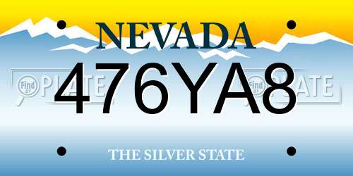 476YA8 Nevada License Plate