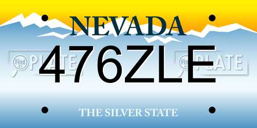 476ZLE Nevada License Plate