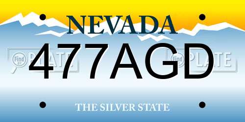 477AGD Nevada License Plate