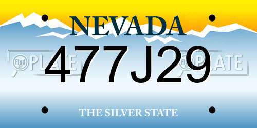 477J29 Nevada License Plate