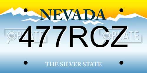 477RCZ Nevada License Plate