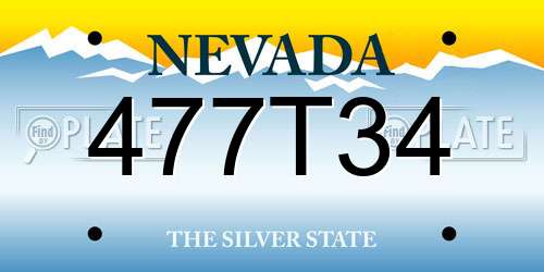 477T34 Nevada License Plate