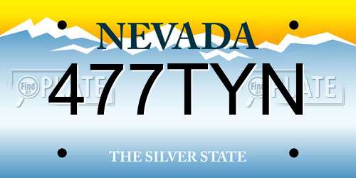 477TYN Nevada License Plate
