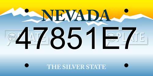 47851E7 Nevada License Plate
