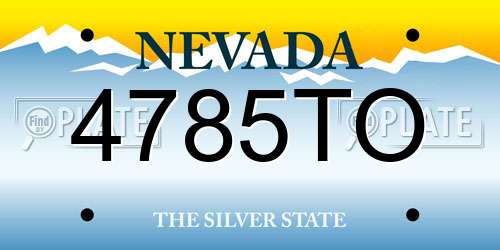 4785TO Nevada License Plate