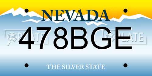 478BGE Nevada License Plate