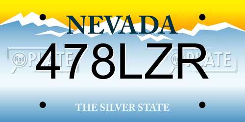 478LZR Nevada License Plate
