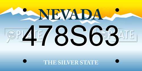 478S63 Nevada License Plate