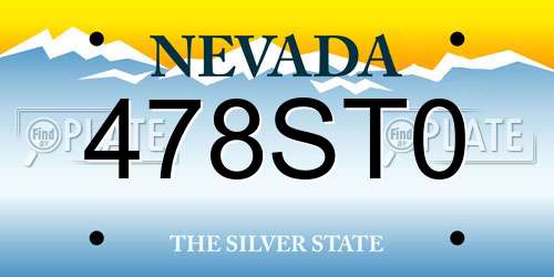 478ST0 Nevada License Plate