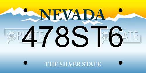 478ST6 Nevada License Plate
