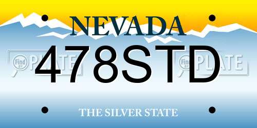 478STD Nevada License Plate