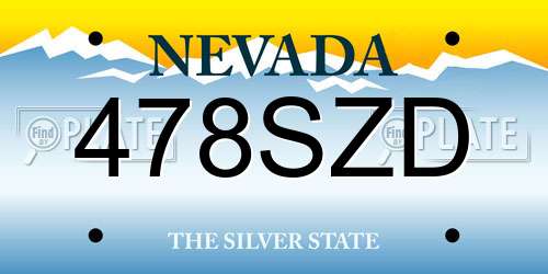 478SZD Nevada License Plate