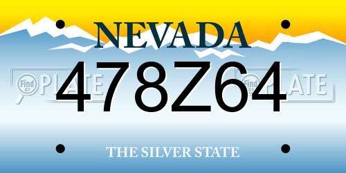 478Z64 Nevada License Plate