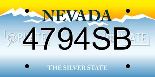 4794SB Nevada License Plate