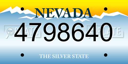 4798640 Nevada License Plate