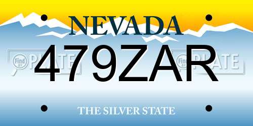 479ZAR Nevada License Plate