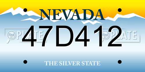 47D412 Nevada License Plate