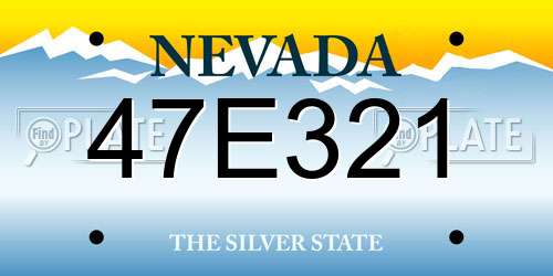 47E321 Nevada License Plate