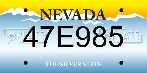 47E985 Nevada License Plate