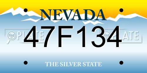 47F134 Nevada License Plate