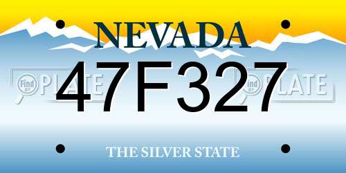 47F327 Nevada License Plate