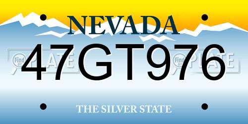 47GT976 Nevada License Plate