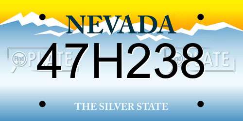47H238 Nevada License Plate