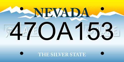 47OA153 Nevada License Plate