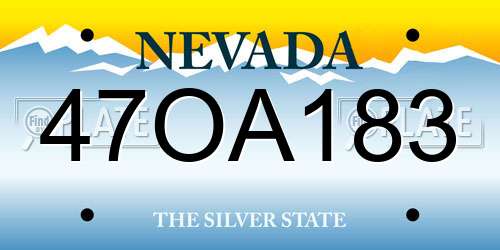 47OA183 Nevada License Plate