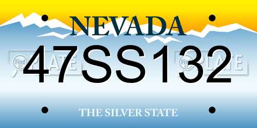 47SS132 Nevada License Plate