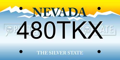 480TKX Nevada License Plate
