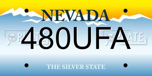 480UFA Nevada License Plate