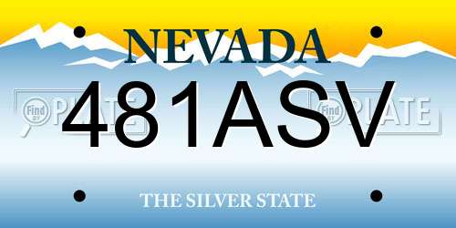 481ASV Nevada License Plate