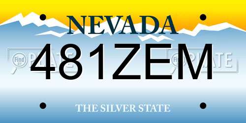 481ZEM Nevada License Plate