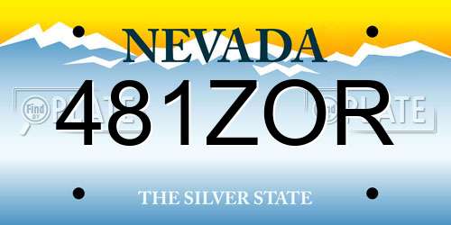 481ZOR Nevada License Plate