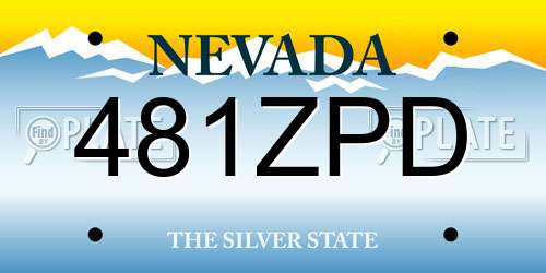 481ZPD Nevada License Plate