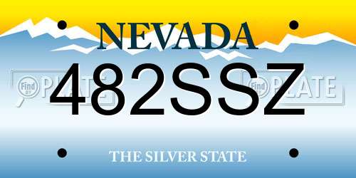 482SSZ Nevada License Plate