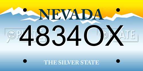 4834OX Nevada License Plate