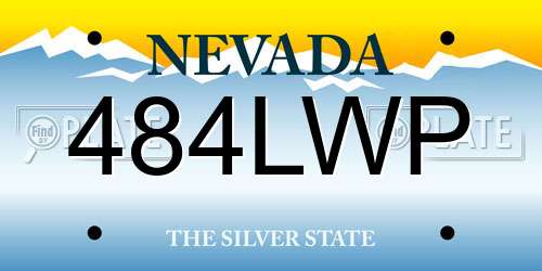 484LWP Nevada License Plate