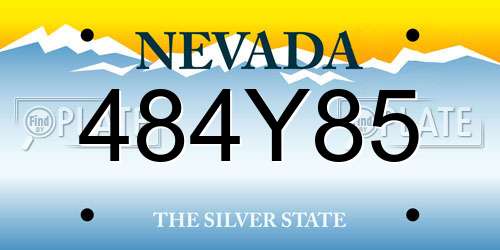 484Y85 Nevada License Plate