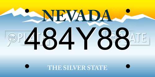 484Y88 Nevada License Plate