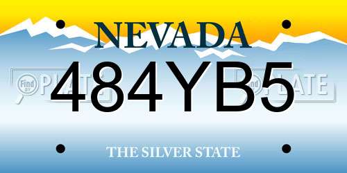 484YB5 Nevada License Plate