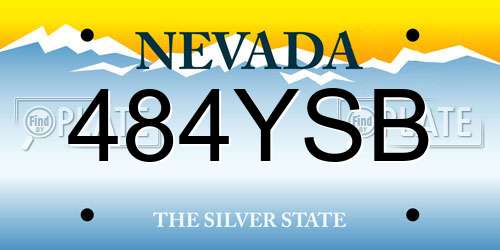 484YSB Nevada License Plate