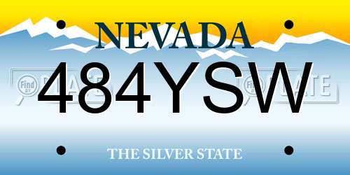 484YSW Nevada License Plate
