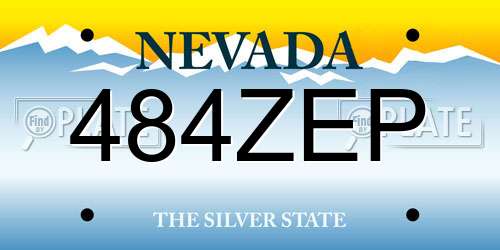484ZEP Nevada License Plate