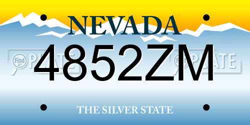 4852ZM Nevada License Plate