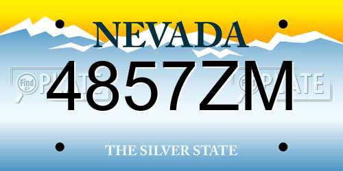 4857ZM Nevada License Plate